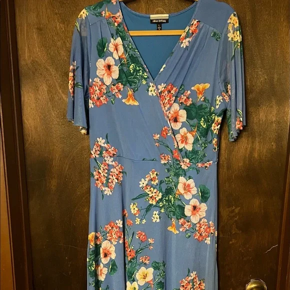 allison brittney maxi dress Allison Brittney Pink Teal Yellow Tie Dye Style Maxi Summer Dress, Size M
